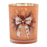 Clayre & Eef | Waxinelichthouder Bruin Wit ø 7x8 cm | 6GL5384
