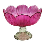 Clayre & Eef | Glazen Theelichthouder Roze Groen ø 13x11 cm | 6GL5547F