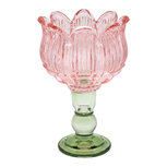 Clayre & Eef | Glazen Theelichthouder Roze Groen ø 13x19 cm | 6GL5548P