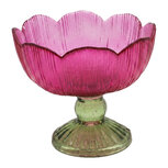 Clayre & Eef | Glazen Theelichthouder Roze Groen ø 17x13 cm | 6GL5549F