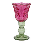Clayre & Eef | Glazen Theelichthouder Roze Groen ø 10x18 cm | 6GL5550F