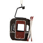 Clayre & Eef | Decoratie Skigondel Grijs Rood 7x5x12 cm | 6Y6048