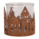 Clayre & Eef | Theelichthouder Kerst Huisjes Bruin ø 11x10 cm | 6Y6127