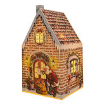 Clayre & Eef | Decoratie Huis met LED Bruin Rood 11x11x21 cm / 3xAA | 67043