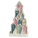 Clayre & Eef | Decoratie van huisjes Wit Roze 16x4x22 cm | 6PR6427