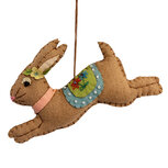 Clayre & Eef | Decoratie Hanger Konijn vilt Bruin Groen 20x2x8 cm | 66528