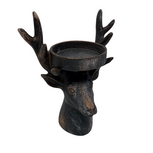 Kandelaar hert vintage bruin  - maat M  22,5 x 18 x 12 cm - Countryfield