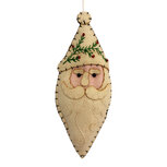 Clayre & Eef | Decoratie hanger kerstman vilt Beige Groen 8x2x10 cm | 66512