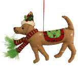 Clayre & Eef | Decoratie hanger Hond vilt Bruin Rood 14x2x11 cm | 66521