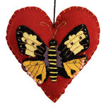Clayre & Eef | Hanger hart vilt Rood Geel 10x2x11 cm | 66527