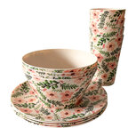 Clayre & Eef | Servies setje picknick (12) Roze Groen | 67054