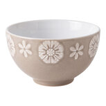 Clayre & Eef | Soepkom Wit Bruin ø 11x7 cm / 300 ml | 6CEBO0240