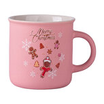 Clayre & Eef | Mokken Wit Roze 10x9x7 cm / 380 ml | 6CEMU0260