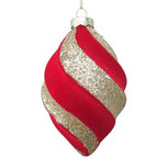 Clayre & Eef | Kerstbal Rood Goudkleurig ø 8x13 cm | 6GL5434