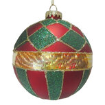 Clayre & Eef | Kerstbal Rood Groen ø 10x10 cm | 6GL5443