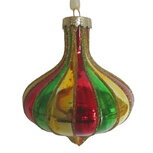 Clayre & Eef | Kerstbal Rood Groen ø 8x10 cm | 6GL5445