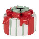 Clayre & Eef | Kandelaar Wit Rood ø 10x7 cm | 6PR6386