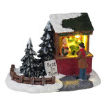 Clayre & Eef | Kerstdecoratie marktkraampje met LED Rood Groen 14x8x10 cm / 2xAAA | 6PR6508