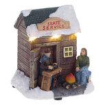 Clayre & Eef | Decoratie Huis met LED Bruin Wit 9x8x10 cm / 2xAAA | 6PR6521