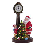 Clayre & Eef | Kerstdecoratie Kerstman met LED Bruin Rood 18x14x31 cm / 3xAA / 1xAAA | 6PR6524