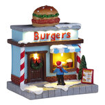 Clayre & Eef | Kerstdecoratie marktkraampje met LED Blauw Bruin 12x9x13 cm / 2xAAA | 6PR6525