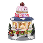 Clayre & Eef | Kerstdecoratie marktkraampje met LED Wit Roze ø 15x19 cm / 3xAA | 6PR6532