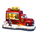 Clayre & Eef | Decoratie Model Foodtruck met LED Rood Wit 22x13x14 cm / 3xAA | 6PR6536