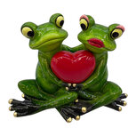 Clayre & Eef | Decoratie Kikkers Groen Rood 12x9 cm | 6PR6670