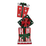 Clayre & Eef | Decoratie van opgestapelde Cadeautjes Rood Groen 17x8x46 cm | 6Y6045