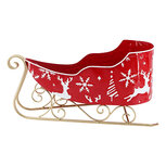 Clayre & Eef | Kerstdecoratie Slee Rood Goudkleurig 43x21x21 cm | 6Y6058