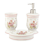 Clayre & Eef | Badkamerset Set van 3 Wit, Roze ø 8x12 cm / ø 8x20 cm / 14x10x3 cm | 62820 Clayre & Eef | Badkamerset Set van 3 Wit, Roze ø 8x12 cm / ø 8x20 cm / 14x10x3 cm | 62820