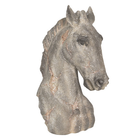 Clayre & Eef | Decoratie Beeld Paard Grijs 27*17*39 cm | 6PR2651