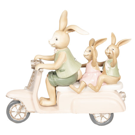 Decoratie konijnen op scooter 21*7*19 cm | Multi | 6PR2639 | Clayre & Eef