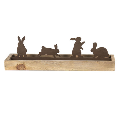 Decoratie konijnen 36*10*10 cm | Bruin | 64322 | Clayre & Eef