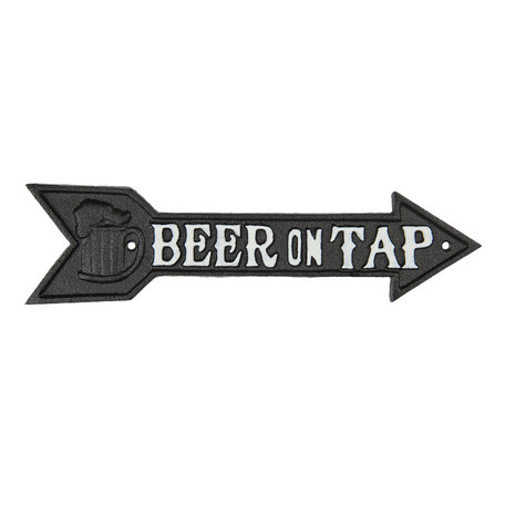 Tekstbord pijl Beer on tap 32*1*8 cm | Bruin | 6Y3899 | Clayre & Eef