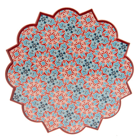 Clayre & Eef | Onderzetters Pannen Rood, Blauw 20x20 cm | 6CE0982