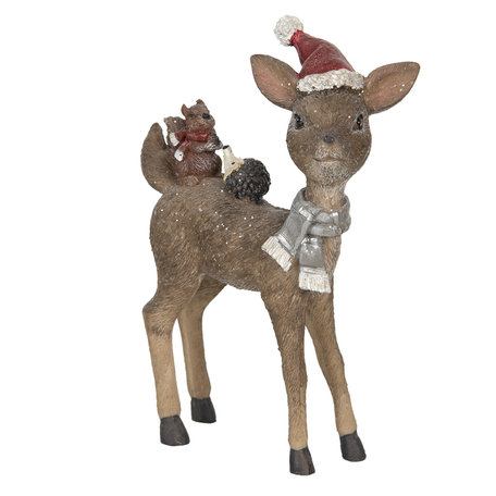 Clayre & Eef | Kerstdecoratie Beeld Hert Bruin 11*5*16 cm | 6PR2963