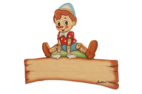 Naambord Pinokkio 26,5 x 22,5 cm | Bartolucci | Hout