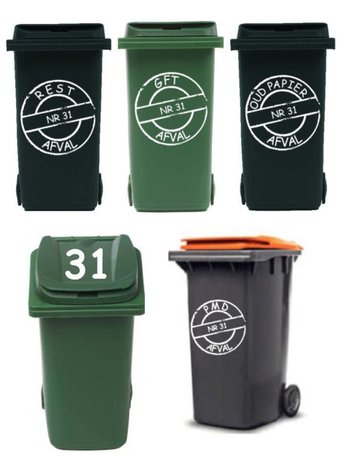 Voordeelset 8 sticker afvalcontainer / kliko | Rosami