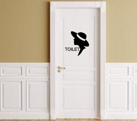Sticker voor toilet dames met silhouette vrouw | Rosami