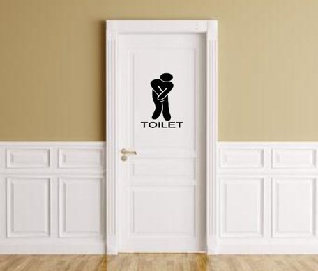Sticker voor heren toilet man met hoge nood | Rosami