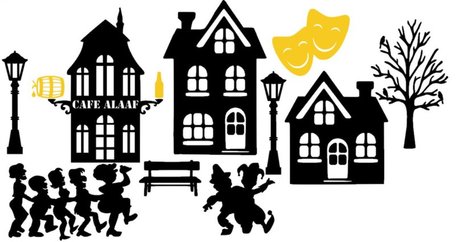 12 delige raamstickerset Carnaval silhouet huisjes herbruikbaar | Rosami