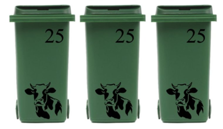 Voordeelset 6 x  sticker kliko/ container koe & huisnummer  | Rosami