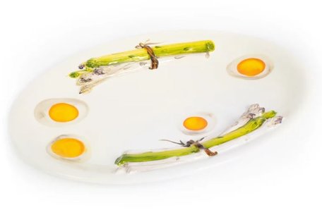 Ovale schaal asperges met 4 eitjes groot 40 x 30 cm | ASEW16 | Piccobella