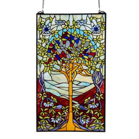 Clayre & Eef | Glaspaneel Tiffany Groen 50*1*85 cm | 5LL-6090