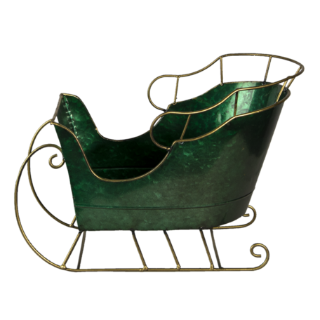 Clayre & Eef | Kerstdecoratie Beeld Slee Groen 34*18*22 cm | 6Y4445