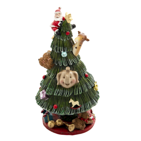 Clayre & Eef | Muziekdoos Kerstboom Groen, Rood ø 12*24 cm | 6PR4735
