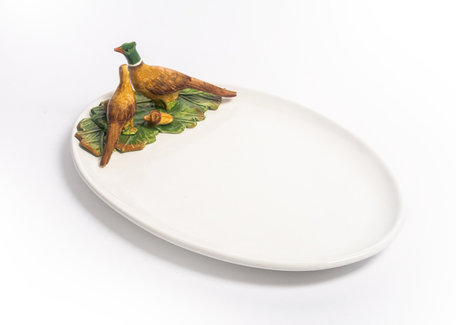 Ovale platte schaal met 2 fazantjes 37 x 35 cm | FL42 | Piccobella