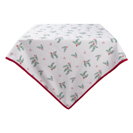 Clayre & Eef | Vierkant Tafelkleed Wit, Rood, Groen 150*150 cm | HCH15