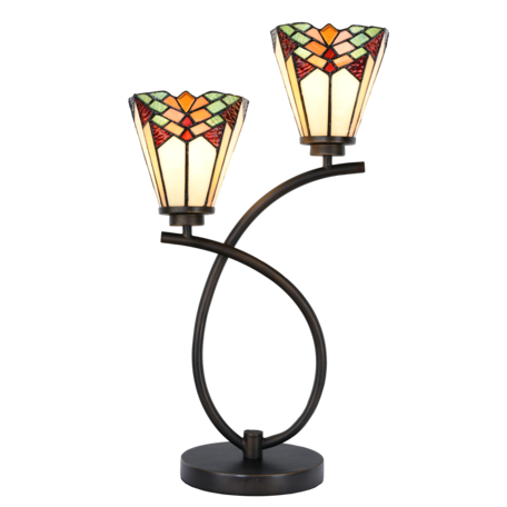 Tafellamp Tiffany 33*19*58 cm E14/max 2*40W | Multi | 5LL-5966 | Clayre & Eef